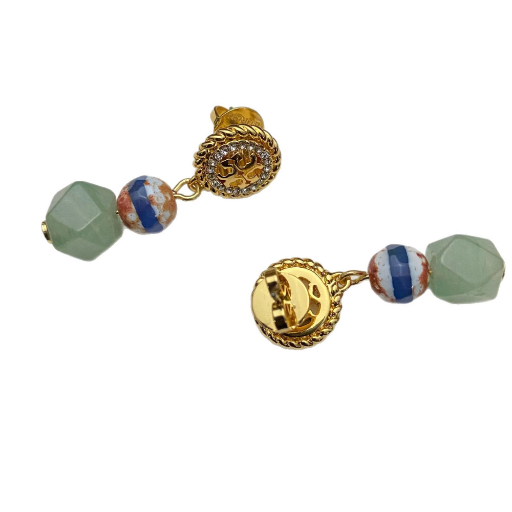 Tory Burch Letter Rhinestone Earrings - Picture 5 of 6